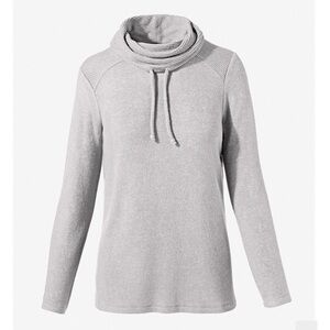 Weekend By Chicos CoziSoft Ribbed Mix Cowl Tunic Heather Grey